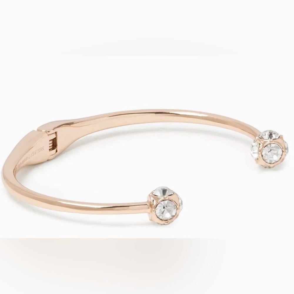 Kate Spade Lady Marmalade Rose Gold CZ Hinged Cuff Bracelet W/ Pouch
